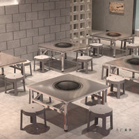 Stainless Steel Foldable BBQ Grill Table for Commercial Outdoor Use - Portable Charcoal Grill Table for Restaurants and Stalls