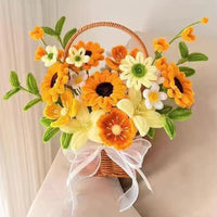 DIY Chenille Stem Flower Basket Kit - Sunflower & Lily Bouquets for Teacher's Day Gift