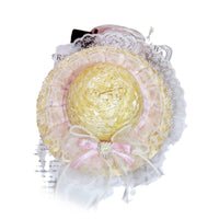 Pet Sun Hat for Cats and Small Dogs - Lace Straw Hat Headwear