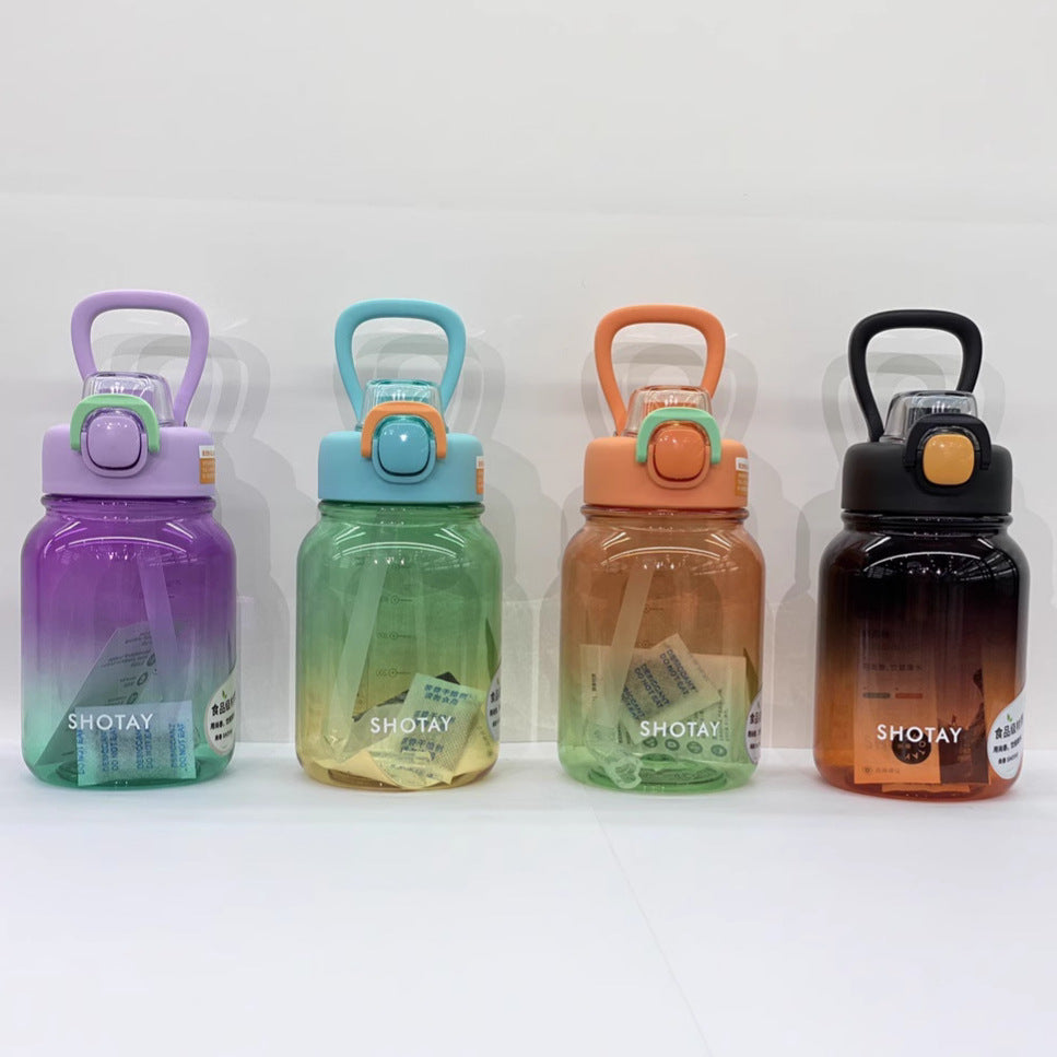 Large Capacity Sports Water Bottle with Straw for Students, Portable Kettle for Men and Women, Summer New Style with Scale