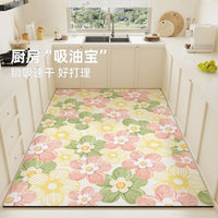 Floral Diatomaceous Earth Kitchen Mat - Super Absorbent, Quick Dry, Non-Slip & Customizable