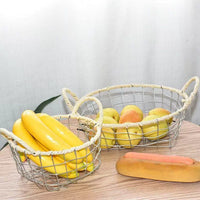 Nordic Retro Iron Art Fruit Basket for Desktop Storage and Snacks
