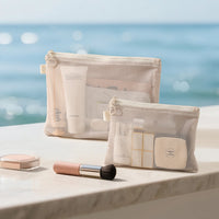 Portable Mesh Travel Pouch for Cosmetics and Small Items