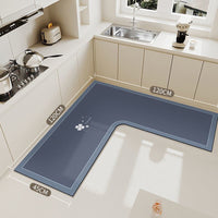 L-Shaped Diatomaceous Earth Kitchen Mat Absorbent Non-Slip Cuttable Floor Mat
