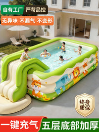 Inflatable Swimming Pool for Kids & Family, Thickened Foldable Outdoor/Indoor Pool with Slide Option
