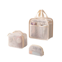 Mesh Toiletry Bag Breathable Quick-Dry Large Capacity Travel Storage Pouch with Handle for Swimming and Bathing