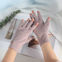 Women's UV Protection Half-Finger Cotton Gloves for Driving and Cycling