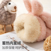 Cute Half-Finger Flip-Top Gloves for Winter, Thickened Plush Lined Warm Writing Gloves for Students and Office