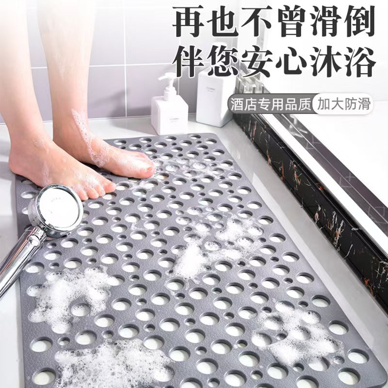 TPE Non-Slip Shower Mat with Suction Cups, Large Hole Bathtub Mat for Bathroom Safety