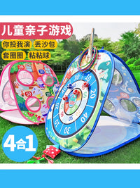 Kids' Multifunctional Tent Toss Game Set with Beanbags, Darts, and Sticky Balls for Indoor/Outdoor Play