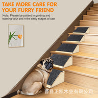 Wooden Pet Ramp Stairs for Small Dogs and Cats, Low Angle Pet Climbing Ladder
