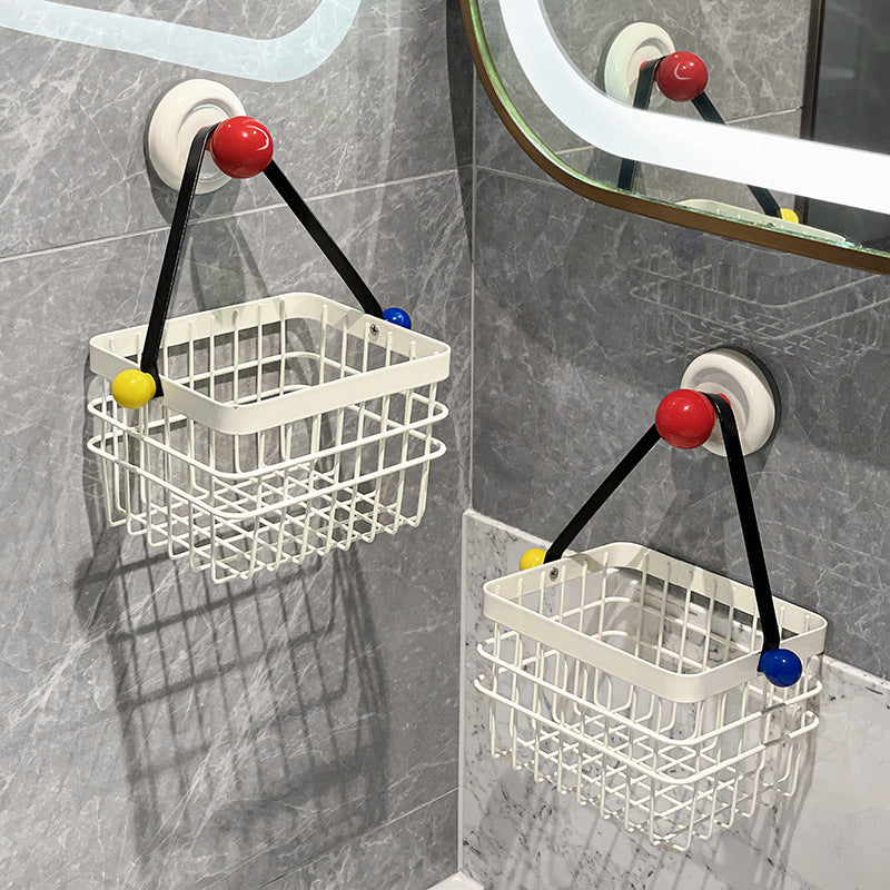 Suction Cup Wall-Mounted Storage Basket for Disposable Face Towels and Cotton Pads