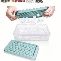 Silicone Sphere Ice Cube Tray Set with Lid, Easy-Release Ice Mold