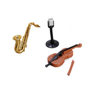 Miniature Musical Instrument Model Set - Accordion, Saxophone, Classical Instruments for Dollhouse Decor