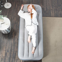 Inflatable Air Mattress with Built-in Pillow, Portable Single/Double Air Bed for Home & Outdoor Camping
