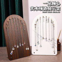 Wooden Necklace Display Stand Jewelry Organizer with 10 Hooks for Retail and Home Use