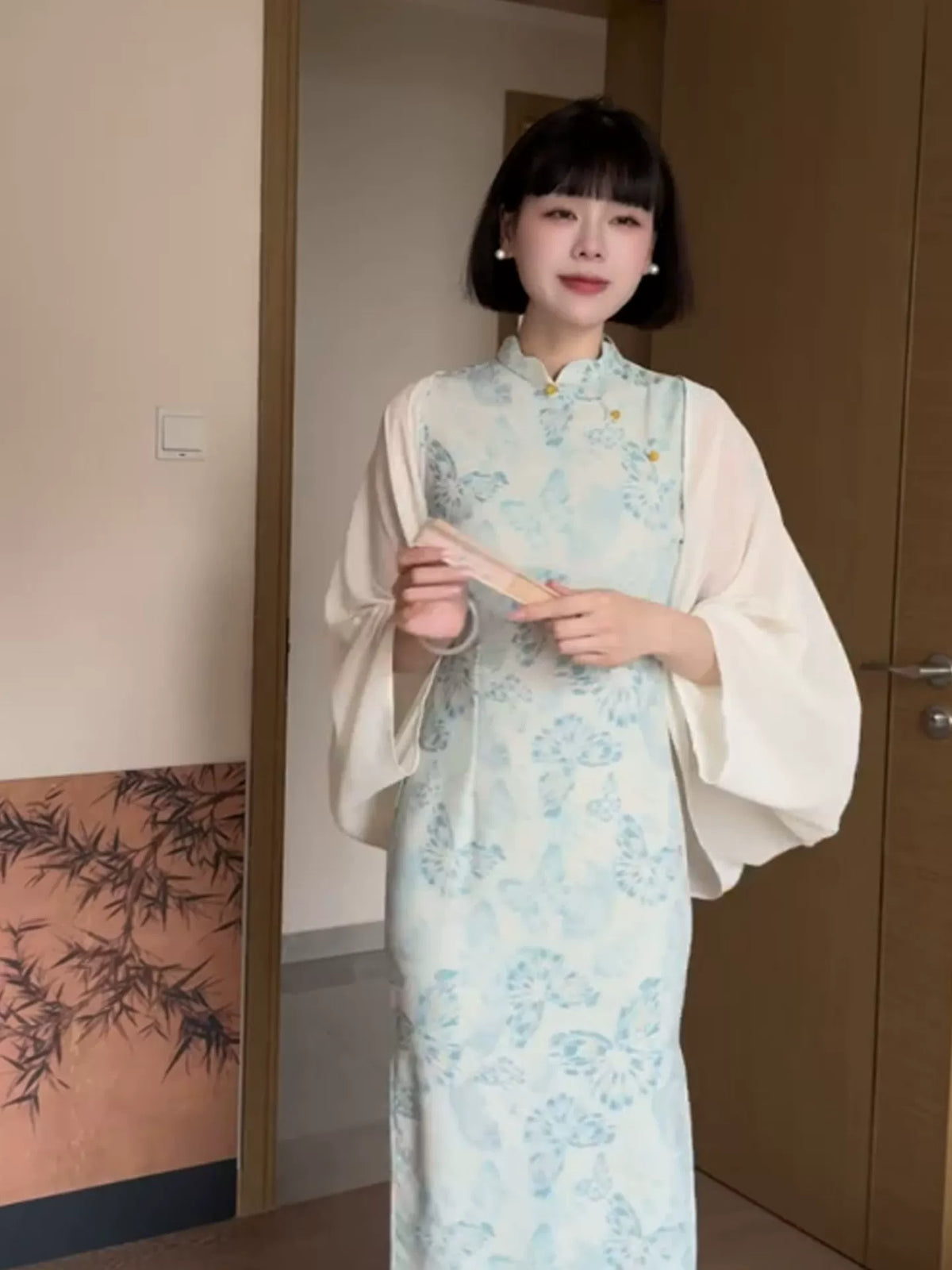 Women's Chinese Style Batwing Chiffon Sun Protection Cardigan for Summer Dresses