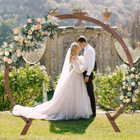 Wooden Half-Round Wedding Arch for Outdoor Ceremonies and Photography Backdrops