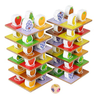 Wooden Fruit Stacking Game for Kids, Educational Building Blocks, Family Interactive Tabletop Toy