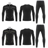 Men's Compression Workout Set for Running, Basketball Training, and Gym - Long Sleeve Shirt & Pants