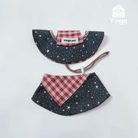 Pet Denim Hat and Bandana Set for Cats and Dogs - Christmas & New Year Star Embossed Scarf