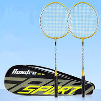Badminton Racket Set, Alloy Split-Shaft, 2-Pack for Adults, Black Gold, Recreational Practice