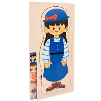 Kids' Wooden Multi-Layer Human Body & Growth Puzzle Educational Toy