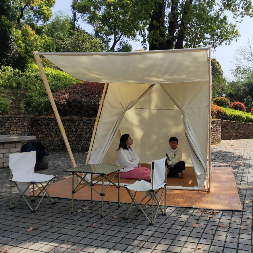Outdoor Camping Triangle Tent for Rooftop Dining, Scenic Spots, B&B Hotpot & BBQ, Rainproof Shelter, European Simple Style