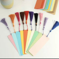 DIY Blank Bookmark Kit with Tassels for Students, Paper Craft for Hand-Painted Word Cards