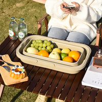 Foldable Outdoor Camping Picnic Basket with Lid - Portable Large Capacity Storage Bin