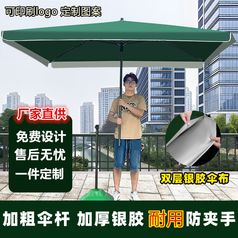 Large Outdoor Patio Umbrella with UV Protection, Foldable Square/Rectangular Sunshade for Market Stalls and Gardens