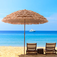 Outdoor Thatched Patio Umbrella with Foldable Stand, Large Artificial Straw Beach Sunshade for Garden & Resort