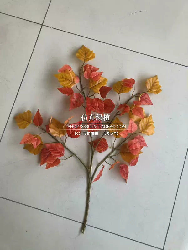 Artificial Autumn Birch Leaves for Home Decor and Floral Arrangements