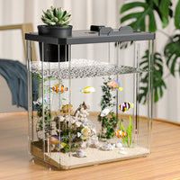 Desktop Aquarium Fish Tank for Home and Office, Thickened Square Ecological Tank for Goldfish and Landscaping