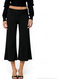 Women's Casual Wide Leg Cropped Pants with Drape