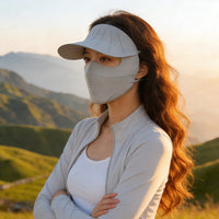 UV Protection Sun Mask for Women, Full Face Ice Silk Breathable Sunshade with Brim