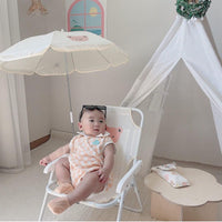 Kids' Portable Folding Moon Chair with Sun Umbrella for Outdoor Camping & Beach