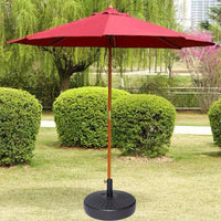 2.7m Outdoor Wooden Patio Umbrella with Pulley System for Garden Beach Pool Camping