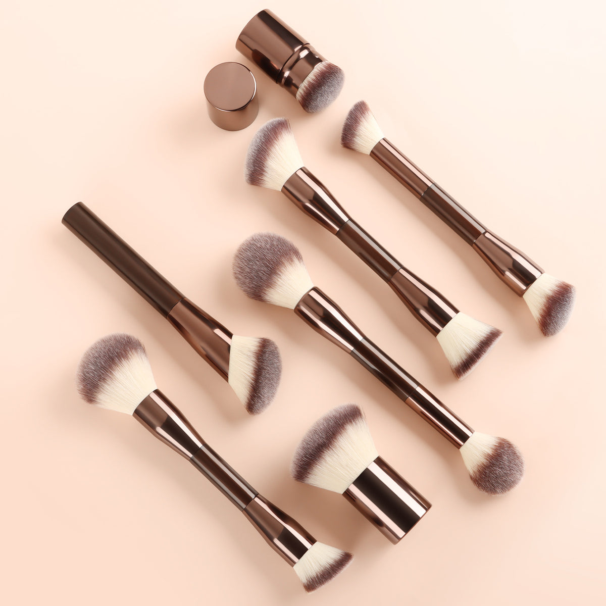 7-Piece Double-Ended Retractable Makeup Brush Set, Portable Cosmetic Brushes