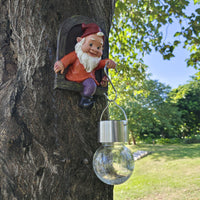 Outdoor Resin Dwarf Gnome Solar Light Garden Craft Ornament Elf Pendant