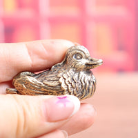 Solid Brass Mandarin Duck Couple Figurine for Home Office Decor