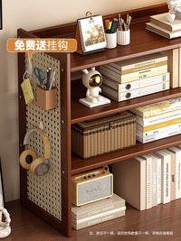 Desktop Storage Shelf with Hooks, Small Bookshelf for Desk Organization