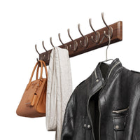 Wall Mounted Wooden Coat Rack with Hooks for Entryway and Door