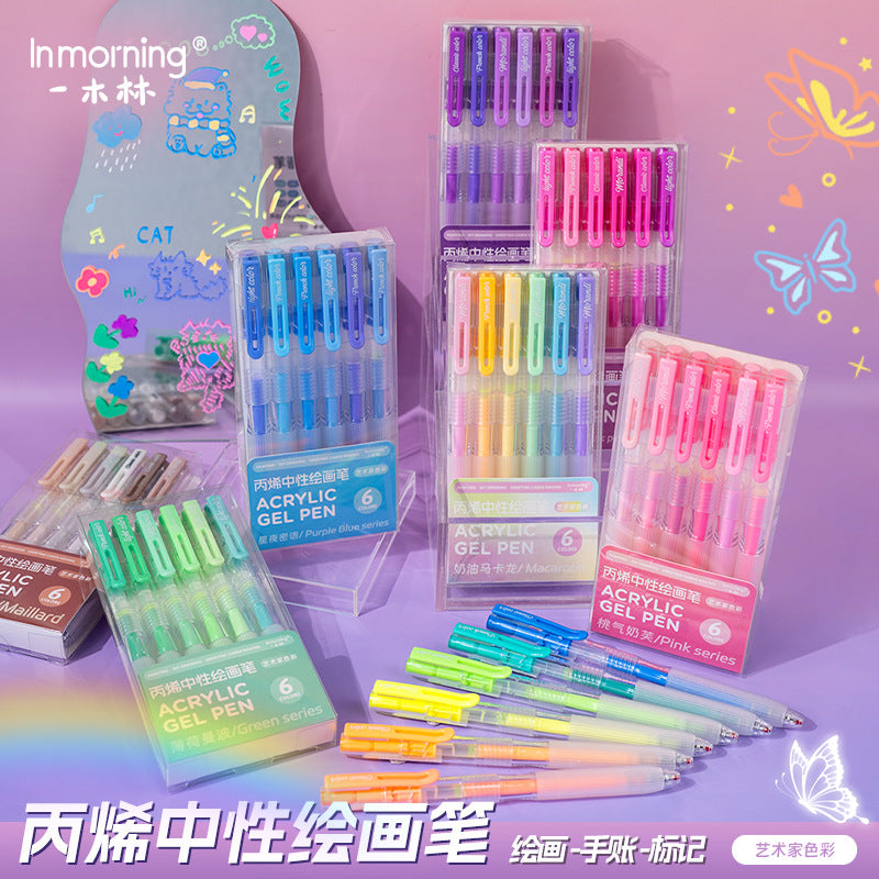 Yimulin Acrylic Neutral Art Pen Set for Artists and Students, Aesthetic Color Series Marker Pens