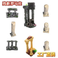 Aquarium Roman Column Ruins Decoration Fish Tank Ornament Resin Craft for Fish and Shrimp Hideout