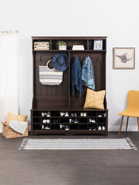 Vintage Entryway Hall Tree with Shoe Cabinet and Coat Rack, Large Capacity Storage for Entryway