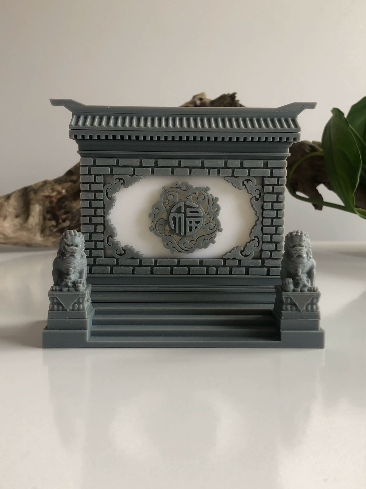 Traditional Chinese Cloud and Longevity Motif Miniature Wall Decor for Aquariums and Landscaping