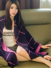Women's Double-Sided Plaid Shawl Scarf, Thickened Warm Cape Blanket for Autumn/Winter Office Nap