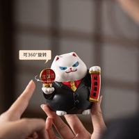 Lucky Cat Rotating Storage Tray Decoration for Home Entryway & Desktop