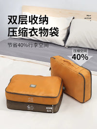 Travel Compression Packing Cubes Double-Layer Luggage Organizer for Clothes Underwear